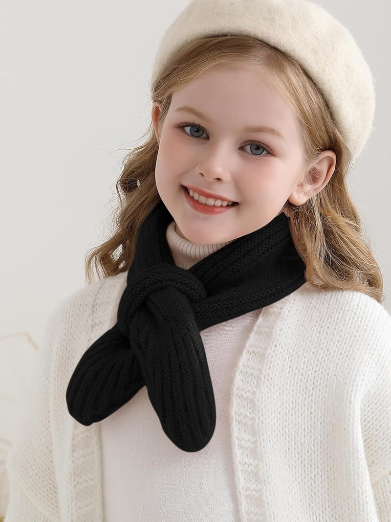 Haloumoning Kids Girls Knit Scarf Toddler Warm Winter Cross Tie Wrap Neck Warmer Cute Scarves 1-14 Years - Image 2